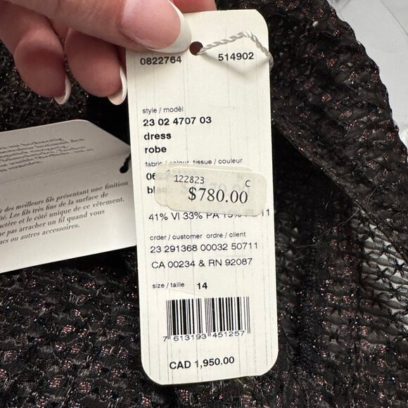 NWT Akris Punto Metallic 3D Organzino Midi Dress Size 14 - Picture 7 of 10